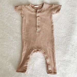 Q by Quincy Mae Short-Sleeve Striped Onesie, Size 0-3M
